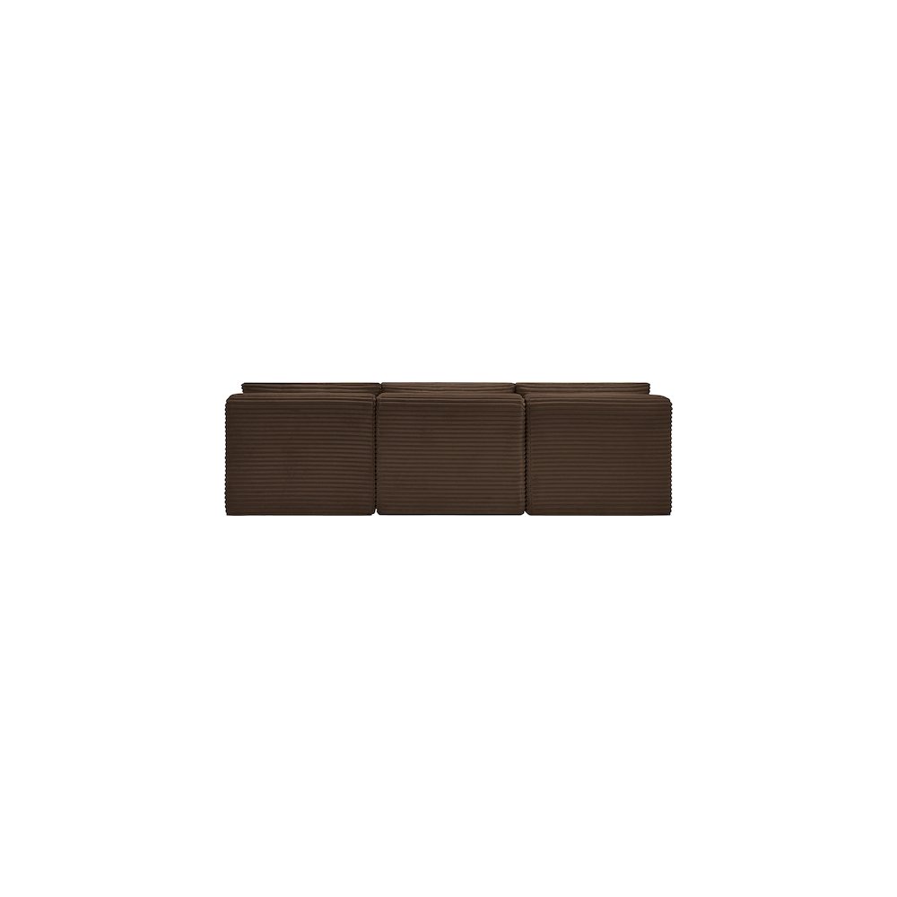 Shaggy Brown Corduroy Performance Fabric Modular Sofa