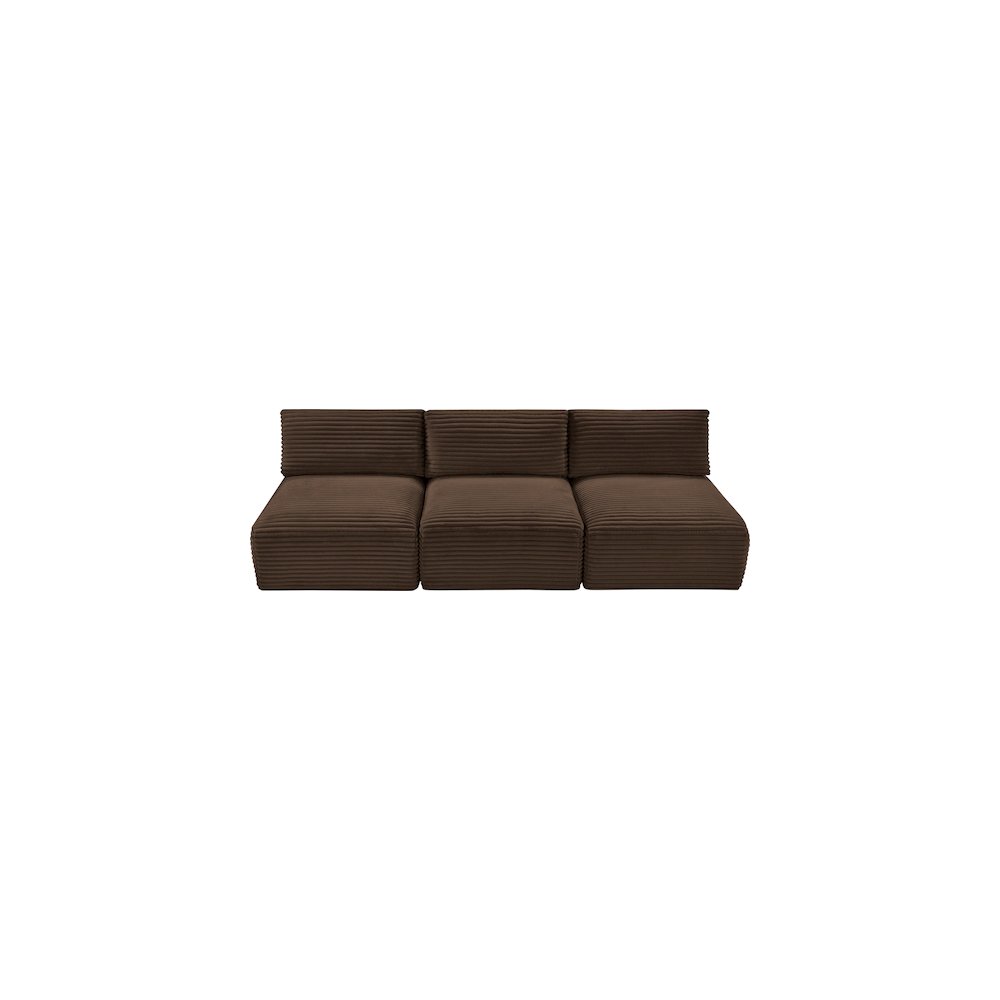 Shaggy Brown Corduroy Performance Fabric Modular Sofa