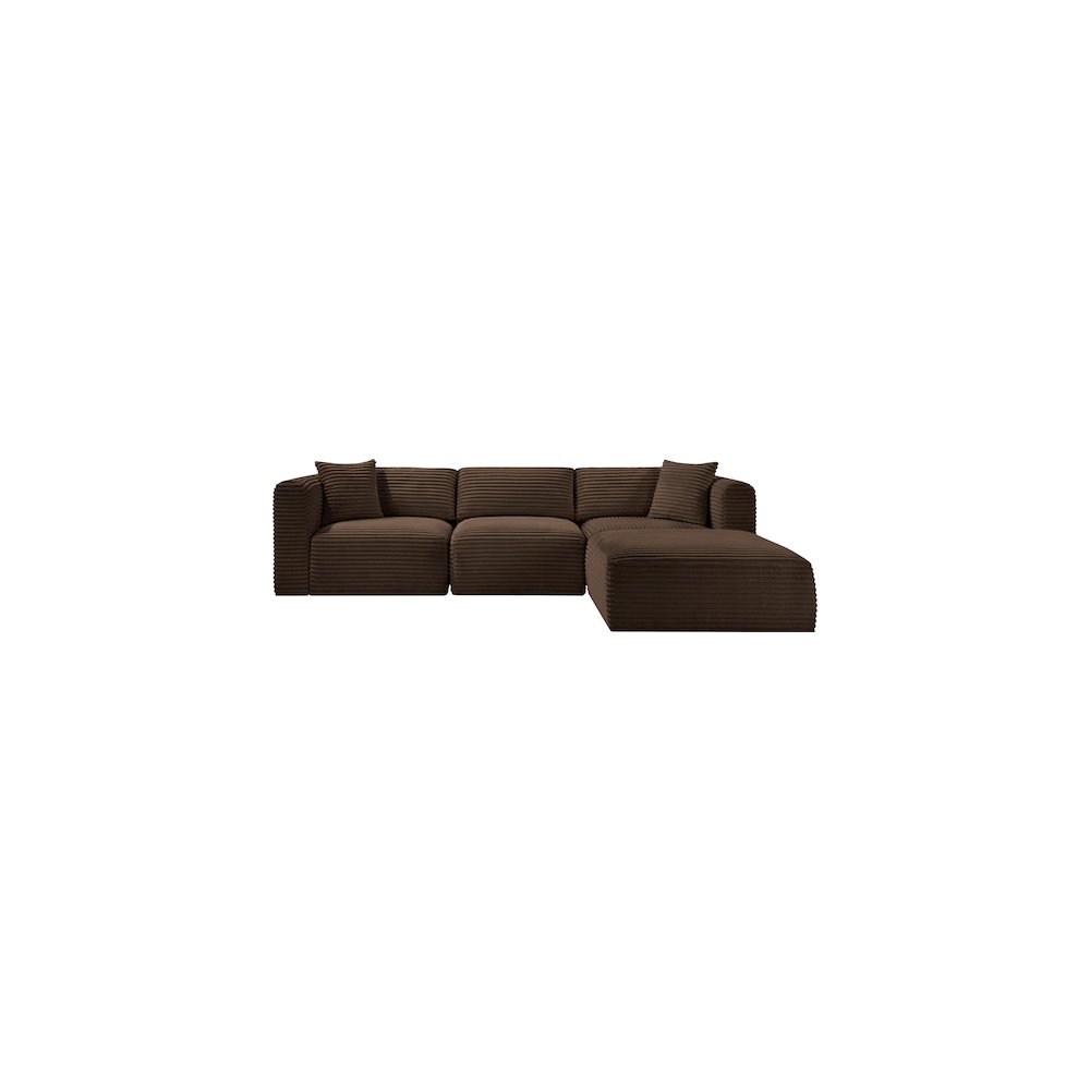 Shaggy Brown Corduroy Performance Fabric Modular Sectional