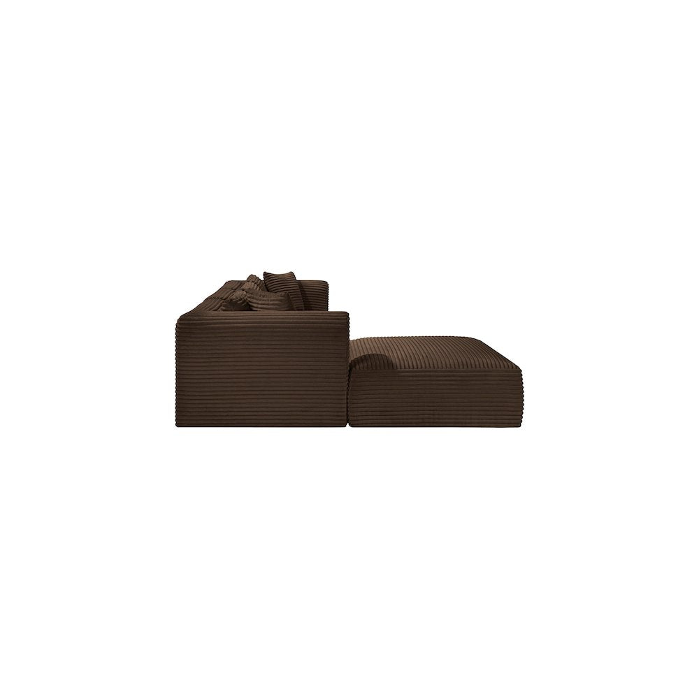 Shaggy Brown Corduroy Performance Fabric Modular Sectional