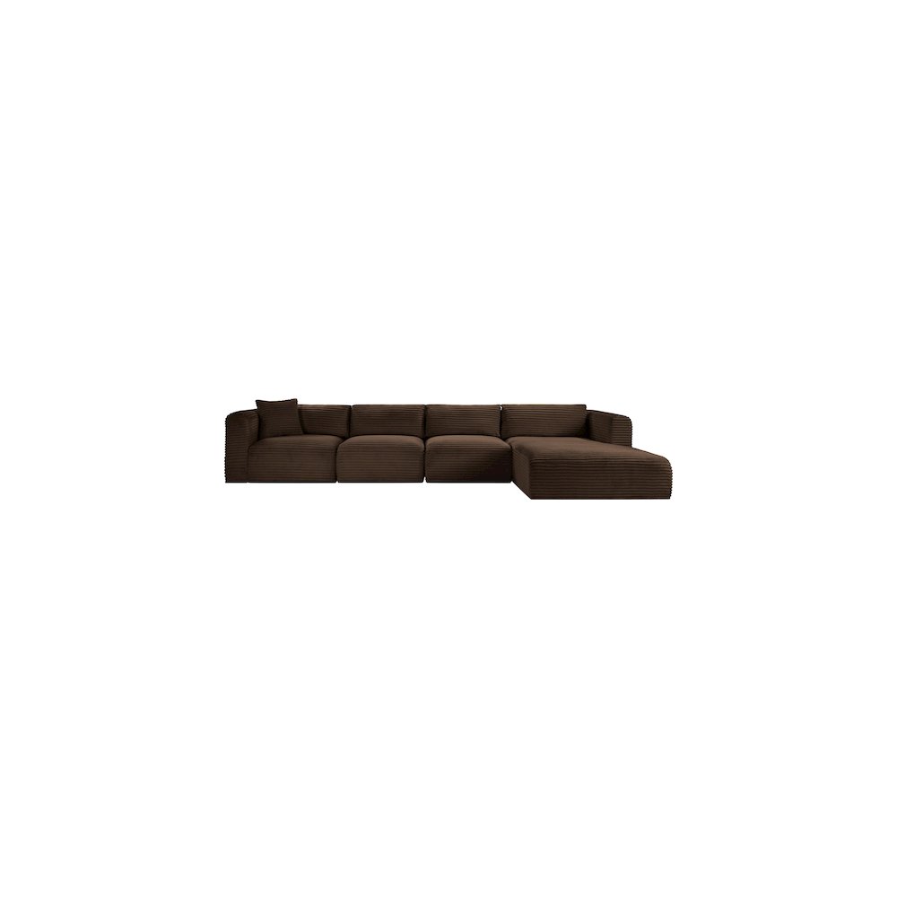 Shaggy Brown Corduroy Performance Fabric Modular Sectional