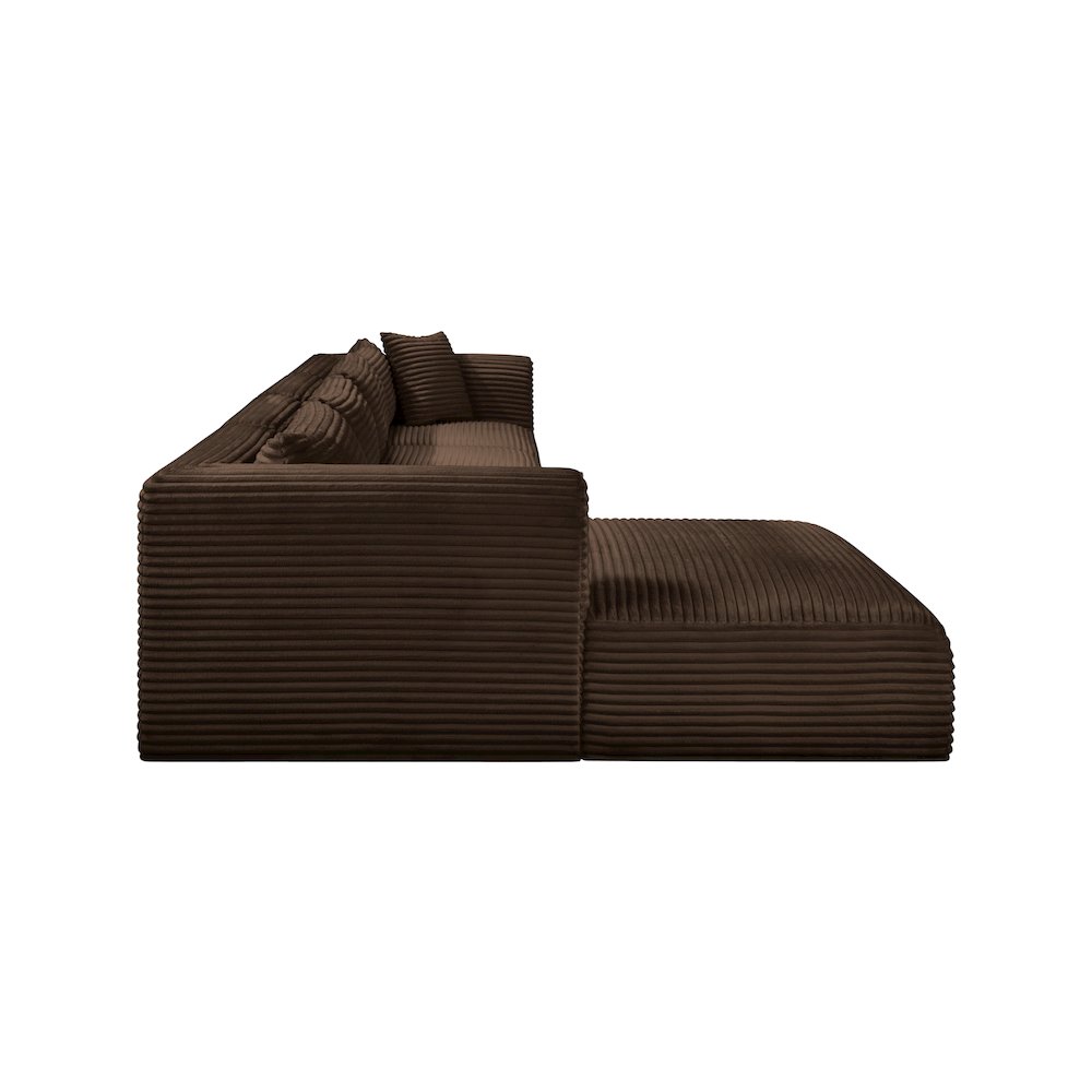 Shaggy Brown Corduroy Performance Fabric Modular Sectional