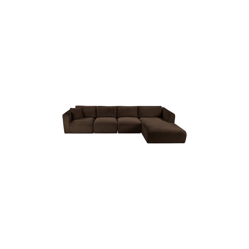 Shaggy Brown Corduroy Performance Fabric Modular Sectional