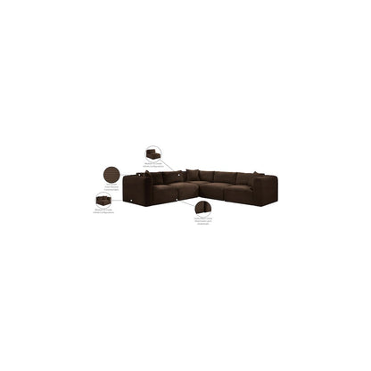 Shaggy Brown Corduroy Performance Fabric Modular Sectional