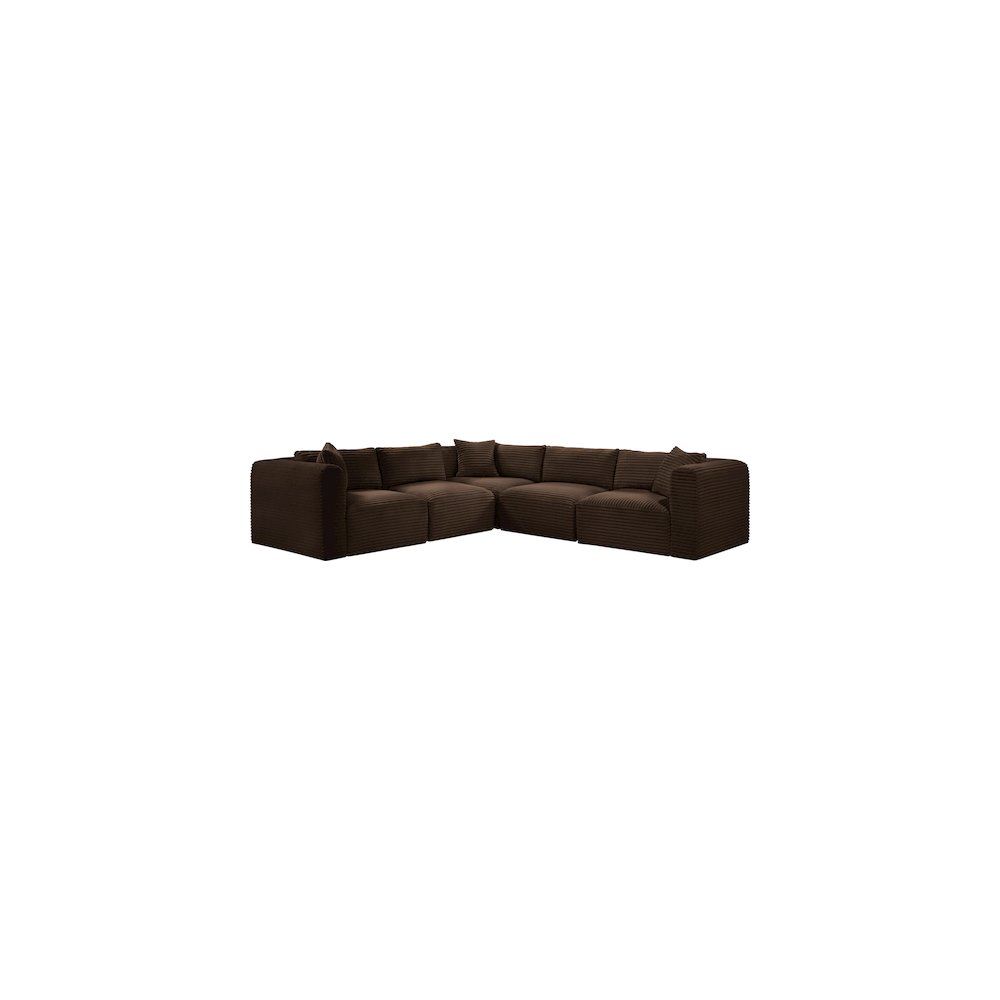 Shaggy Brown Corduroy Performance Fabric Modular Sectional