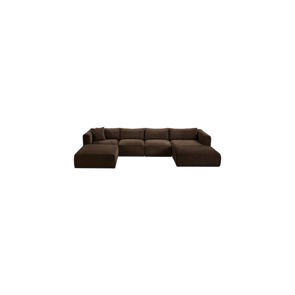 Shaggy Brown Corduroy Performance Fabric Modular Sectional