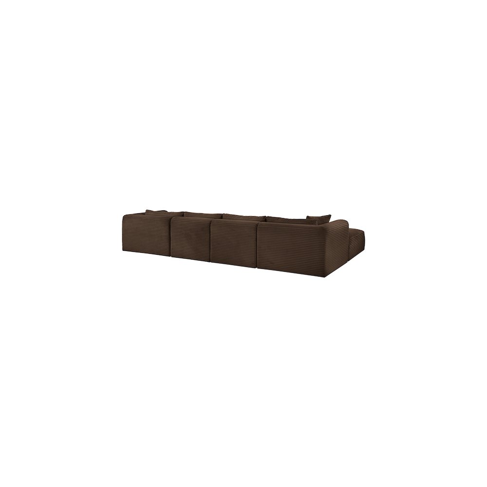 Shaggy Brown Corduroy Performance Fabric Modular Sectional