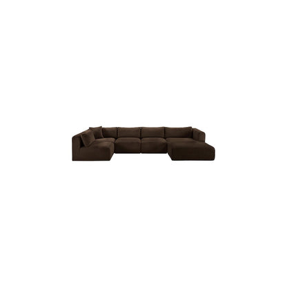 Shaggy Brown Corduroy Performance Fabric Modular Sectional