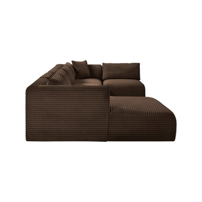 Shaggy Brown Corduroy Performance Fabric Modular Sectional
