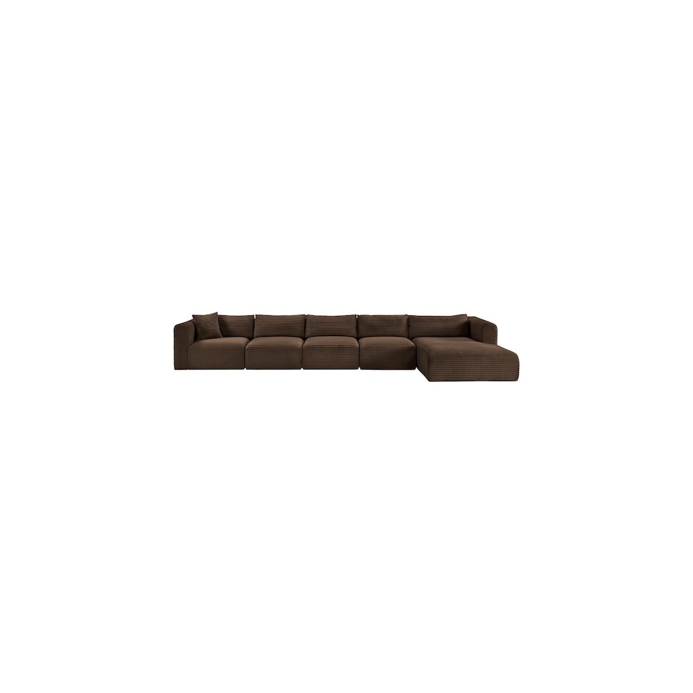 Shaggy Brown Corduroy Performance Fabric Modular Sectional