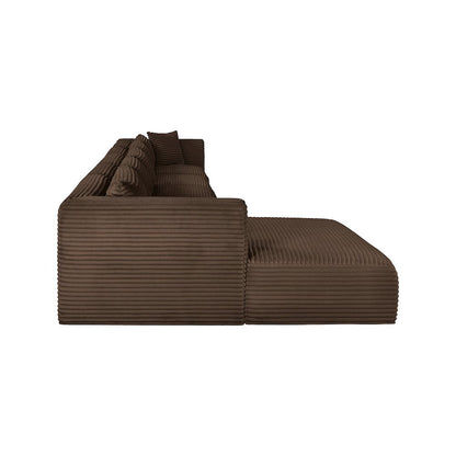 Shaggy Brown Corduroy Performance Fabric Modular Sectional