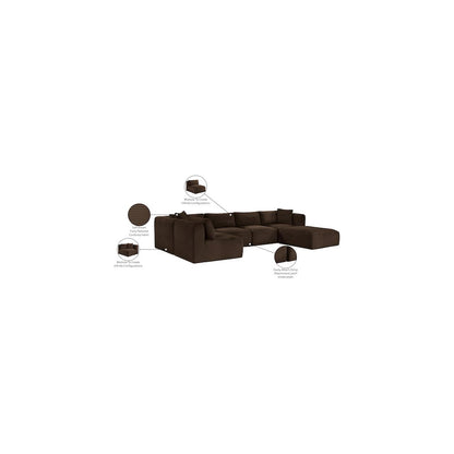Shaggy Brown Corduroy Performance Fabric Modular Sectional