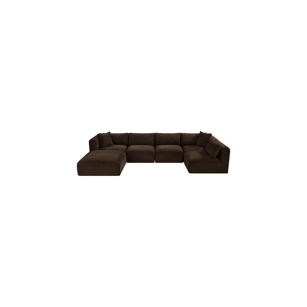 Shaggy Brown Corduroy Performance Fabric Modular Sectional
