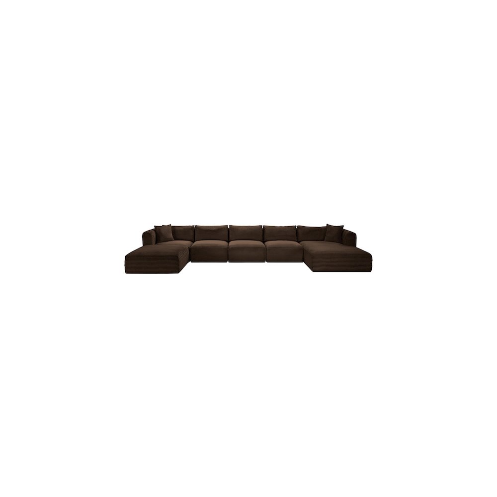 Shaggy Brown Corduroy Performance Fabric Modular Sectional
