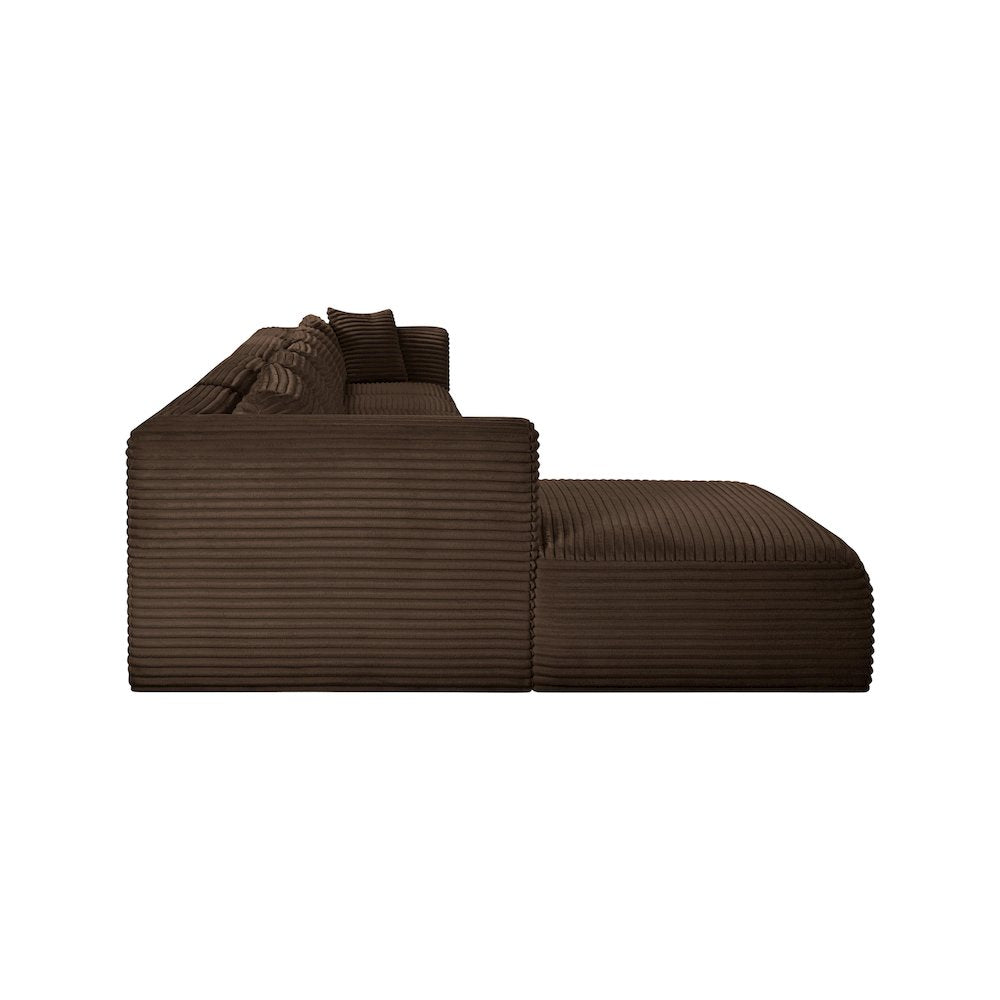Shaggy Brown Corduroy Performance Fabric Modular Sectional