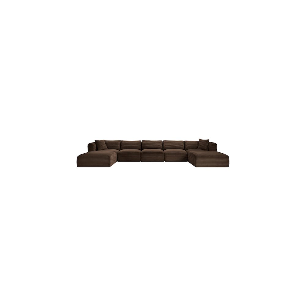 Shaggy Brown Corduroy Performance Fabric Modular Sectional