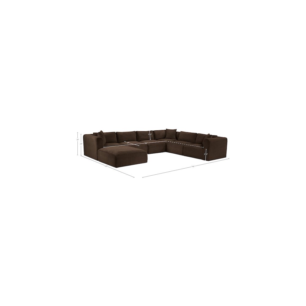 Shaggy Brown Corduroy Performance Fabric Modular Sectional