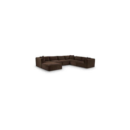 Shaggy Brown Corduroy Performance Fabric Modular Sectional
