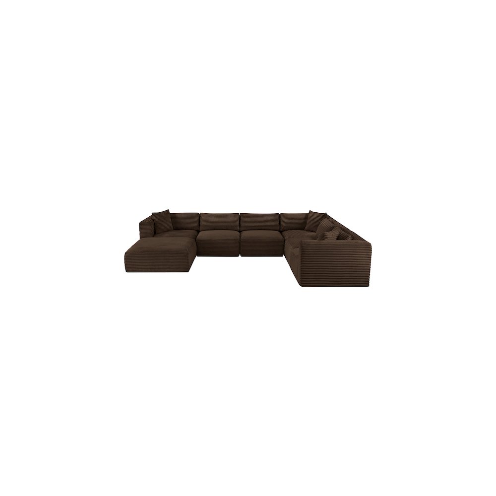 Shaggy Brown Corduroy Performance Fabric Modular Sectional