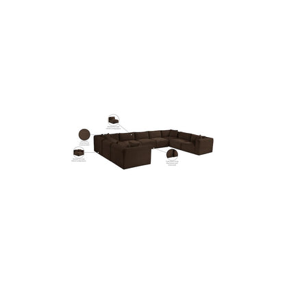 Shaggy Brown Corduroy Performance Fabric Modular Sectional
