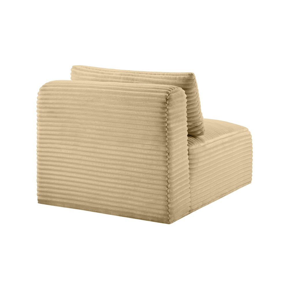 Shaggy Camel Corduroy Performance Fabric Armless Chair