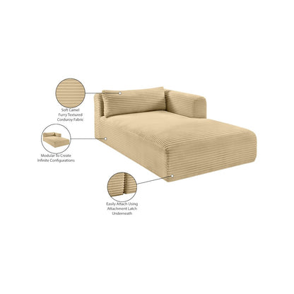 Shaggy Camel Corduroy Performance Fabric Chaise
