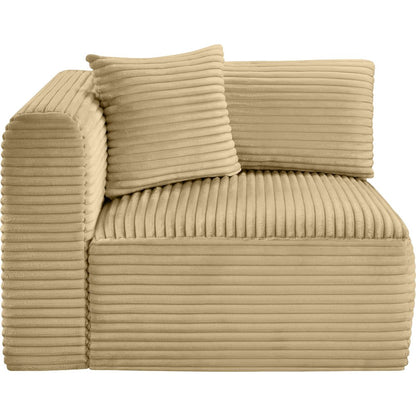 Shaggy Camel Corduroy Performance Fabric Corner Chair