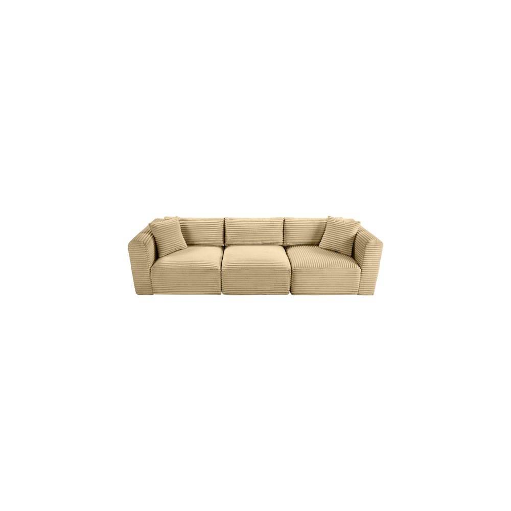 Shaggy Camel Corduroy Performance Fabric Modular Sofa