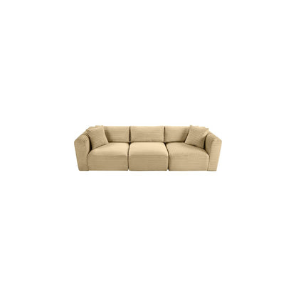 Shaggy Camel Corduroy Performance Fabric Modular Sofa