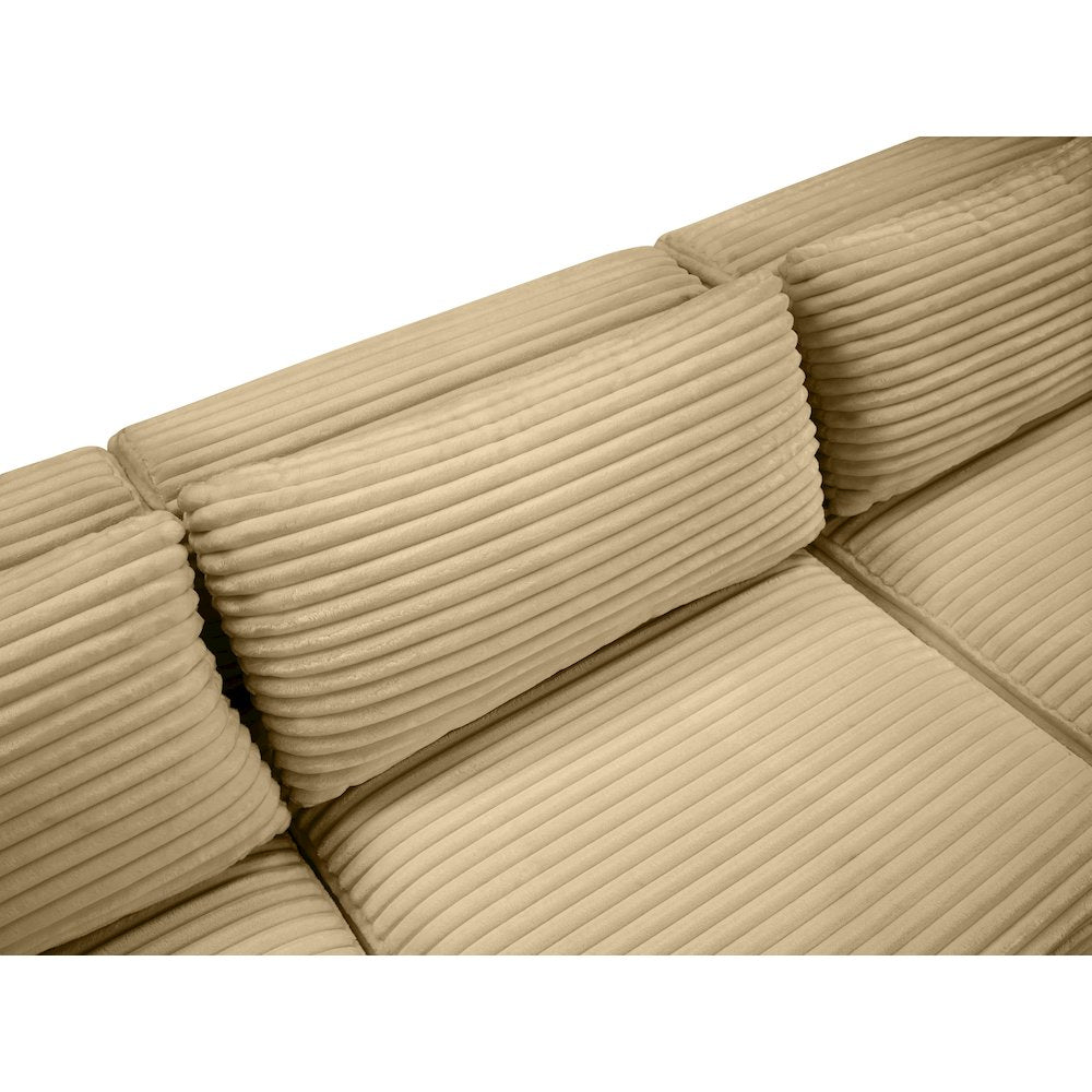 Shaggy Camel Corduroy Performance Fabric Modular Sofa
