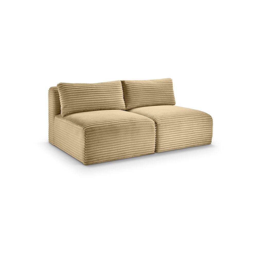 Shaggy Camel Corduroy Performance Fabric Modular Sofa