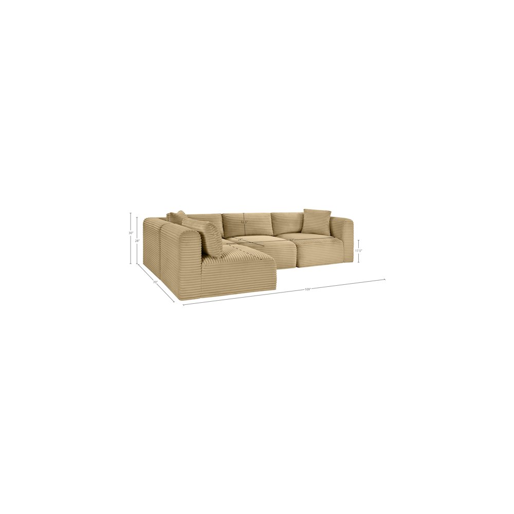 Shaggy Camel Corduroy Performance Fabric Modular Sectional