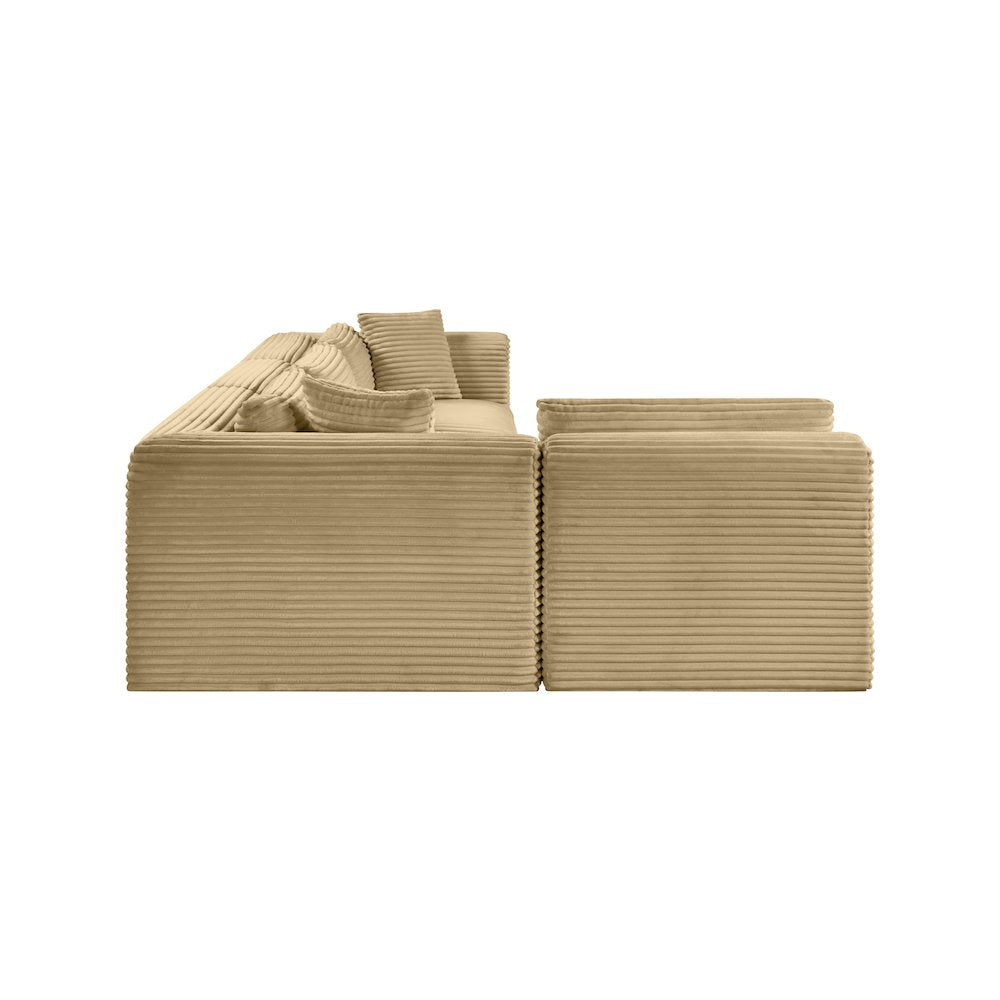 Shaggy Camel Corduroy Performance Fabric Modular Sectional