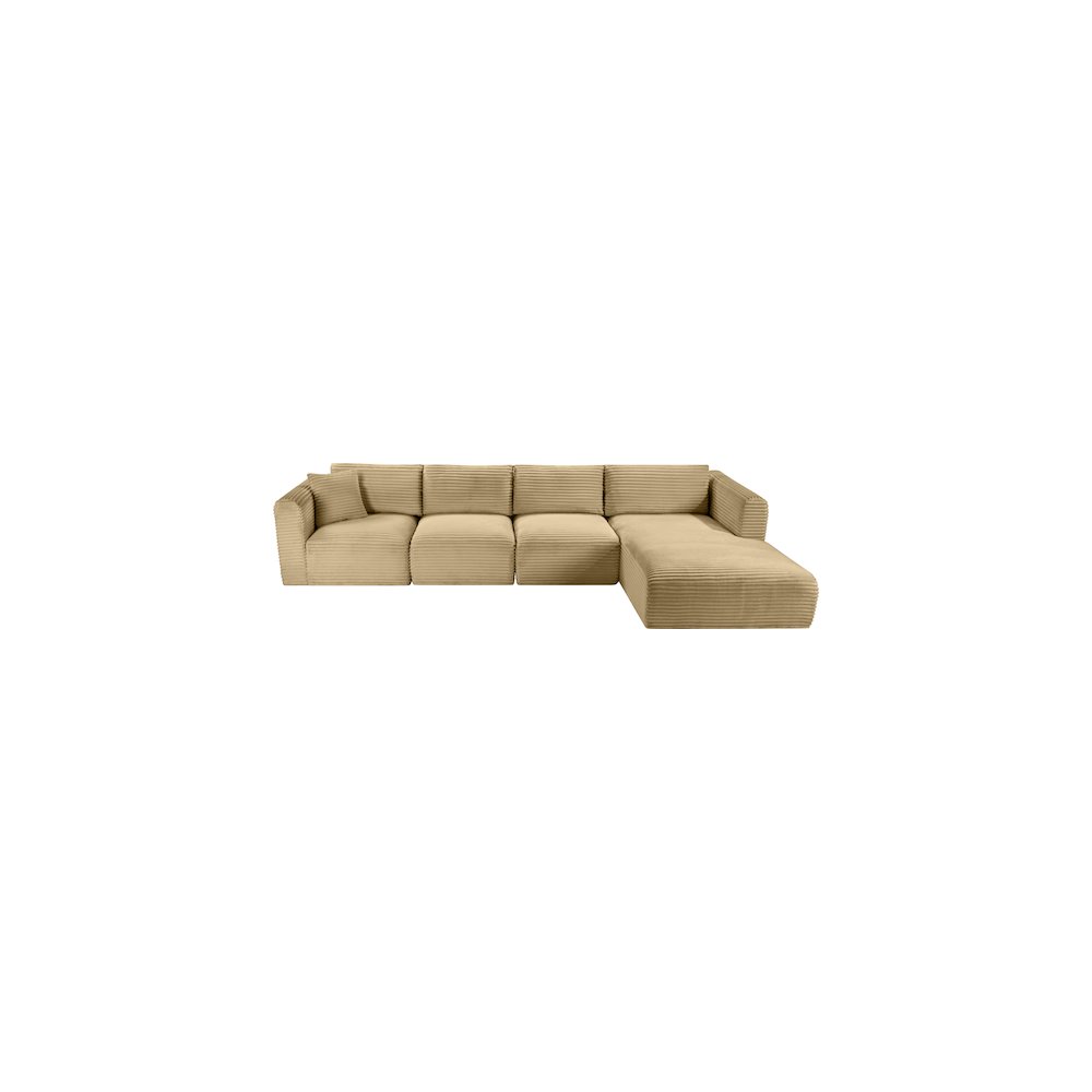 Shaggy Camel Corduroy Performance Fabric Modular Sectional