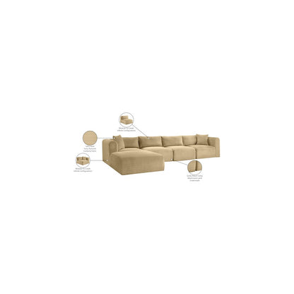 Shaggy Camel Corduroy Performance Fabric Modular Sectional