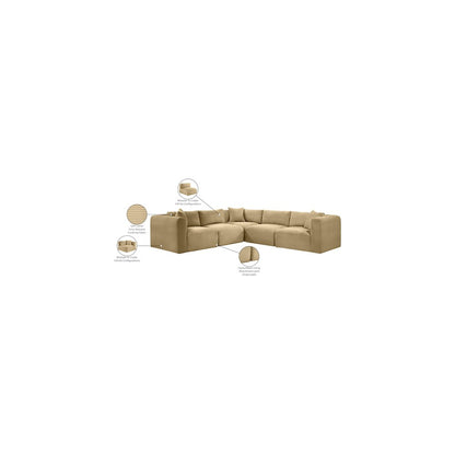 Shaggy Camel Corduroy Performance Fabric Modular Sectional