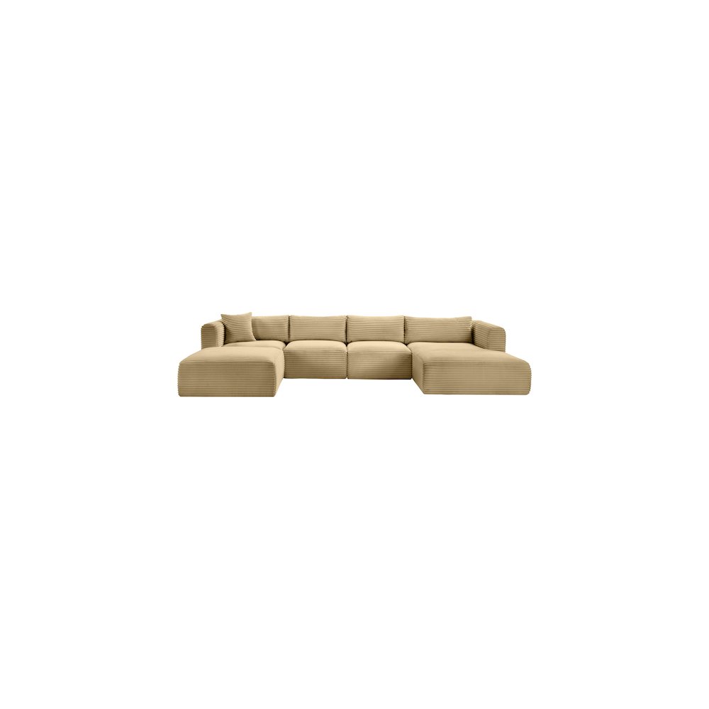 Shaggy Camel Corduroy Performance Fabric Modular Sectional