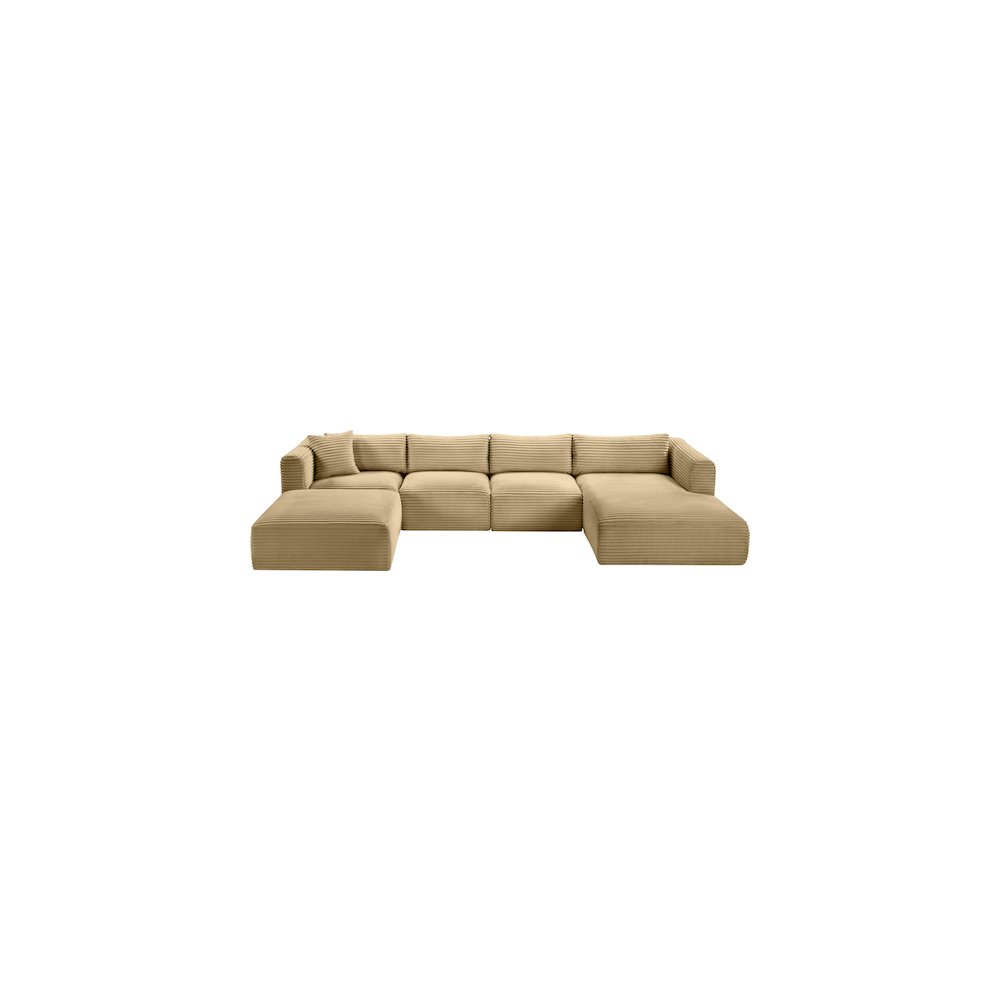 Shaggy Camel Corduroy Performance Fabric Modular Sectional