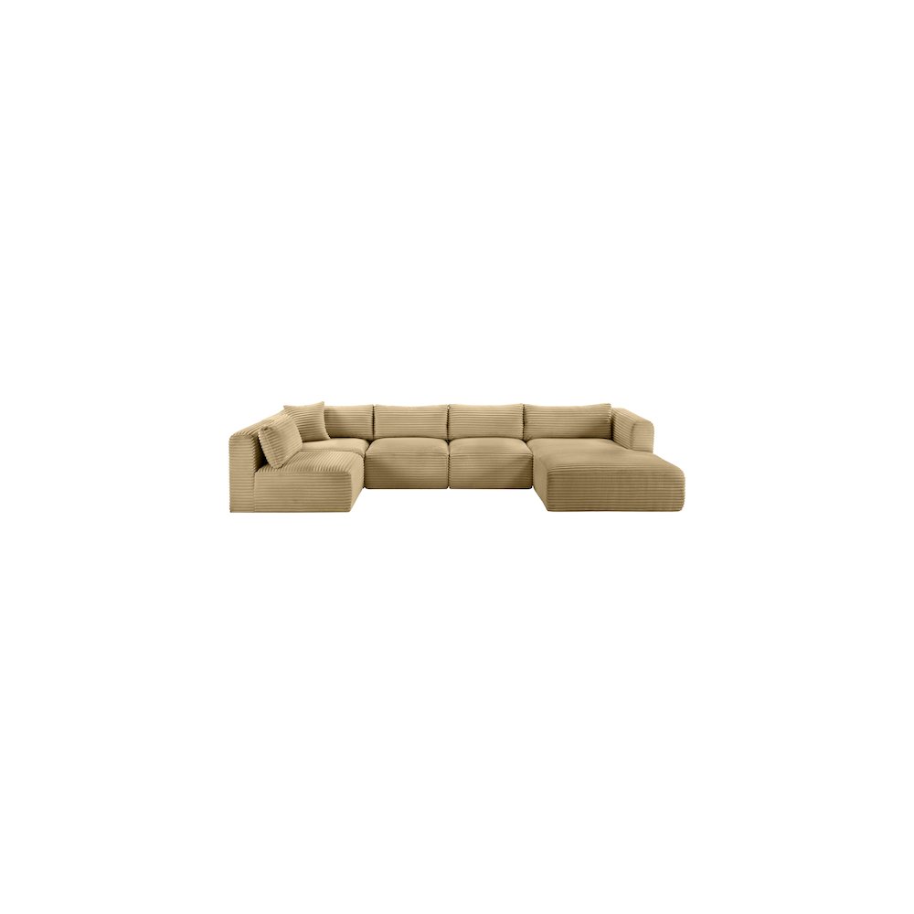 Shaggy Camel Corduroy Performance Fabric Modular Sectional