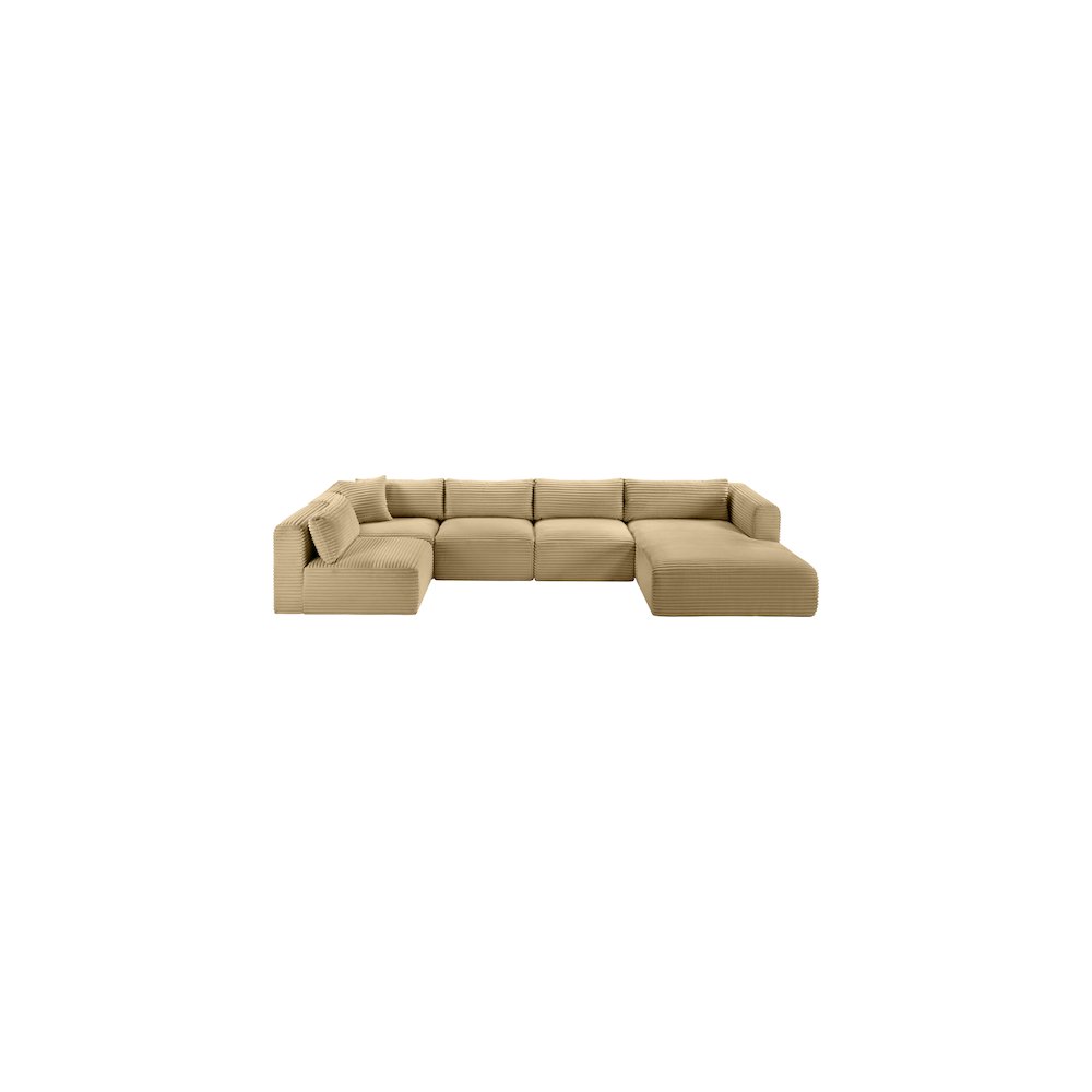 Shaggy Camel Corduroy Performance Fabric Modular Sectional