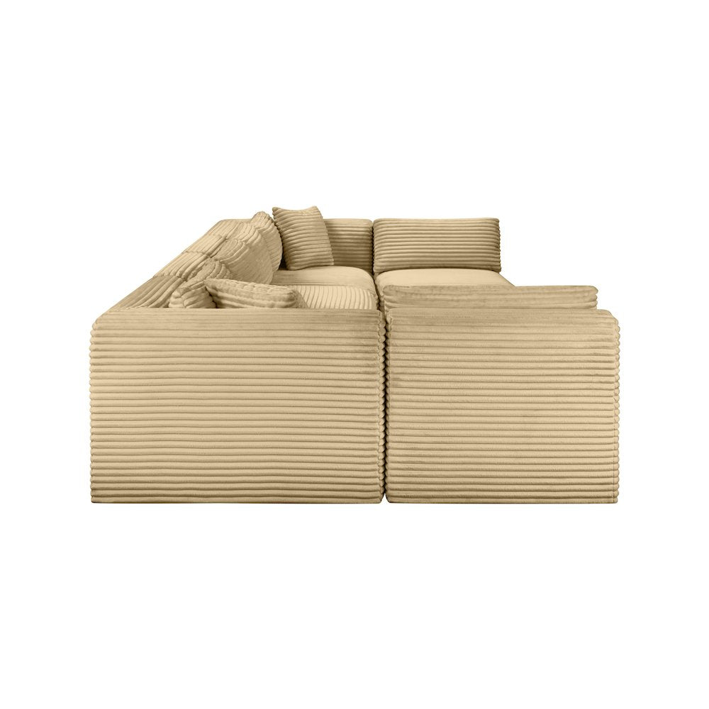 Shaggy Camel Corduroy Performance Fabric Modular Sectional