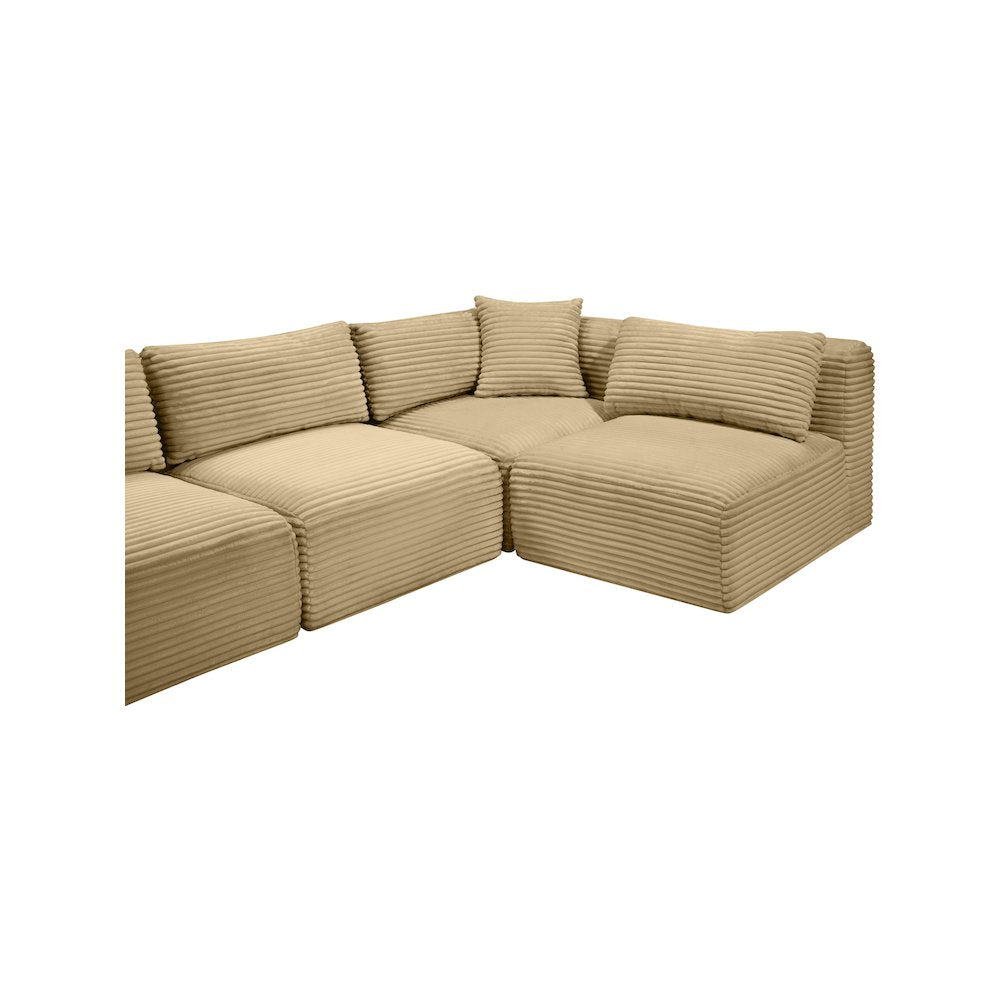 Shaggy Camel Corduroy Performance Fabric Modular Sectional