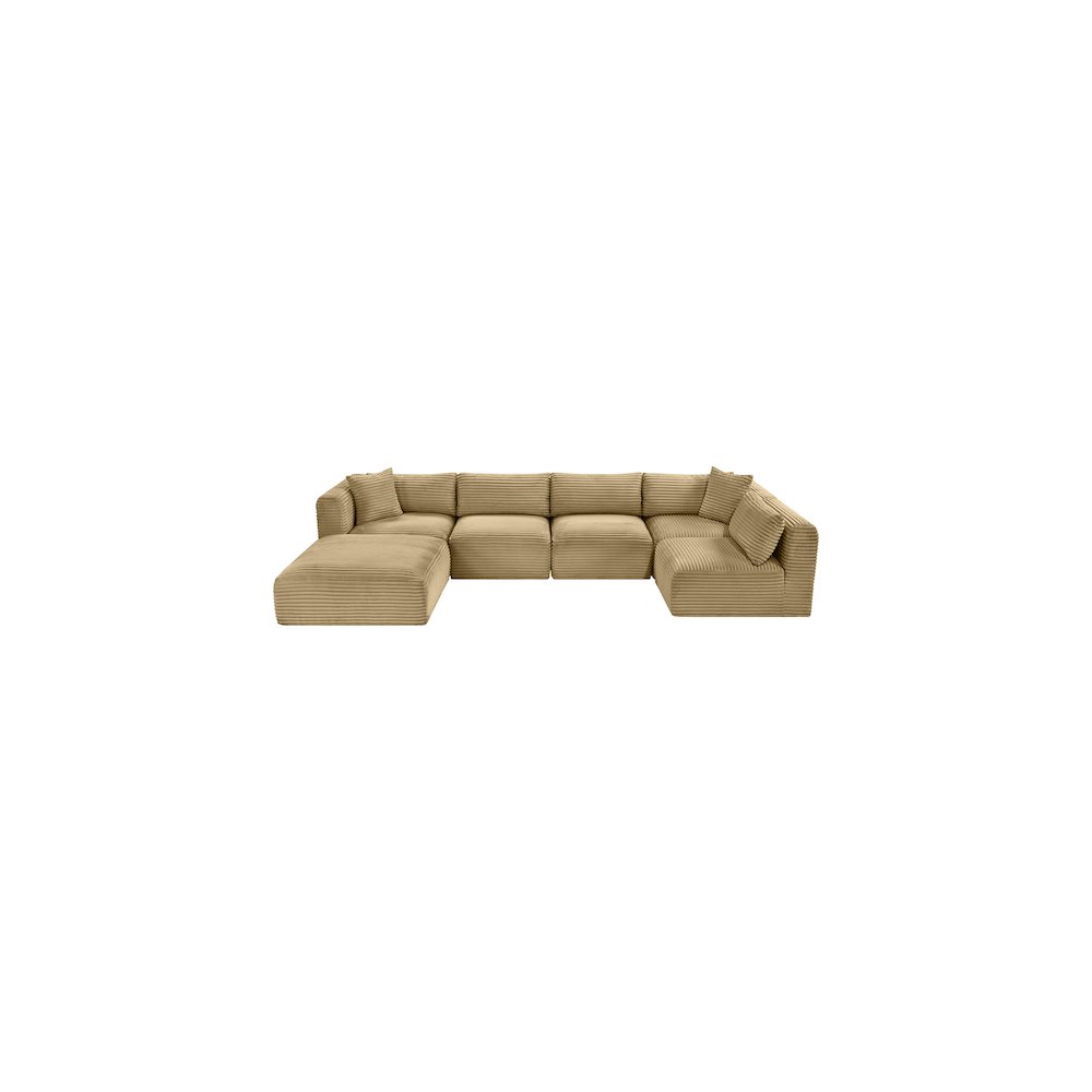 Shaggy Camel Corduroy Performance Fabric Modular Sectional