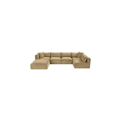 Shaggy Camel Corduroy Performance Fabric Modular Sectional