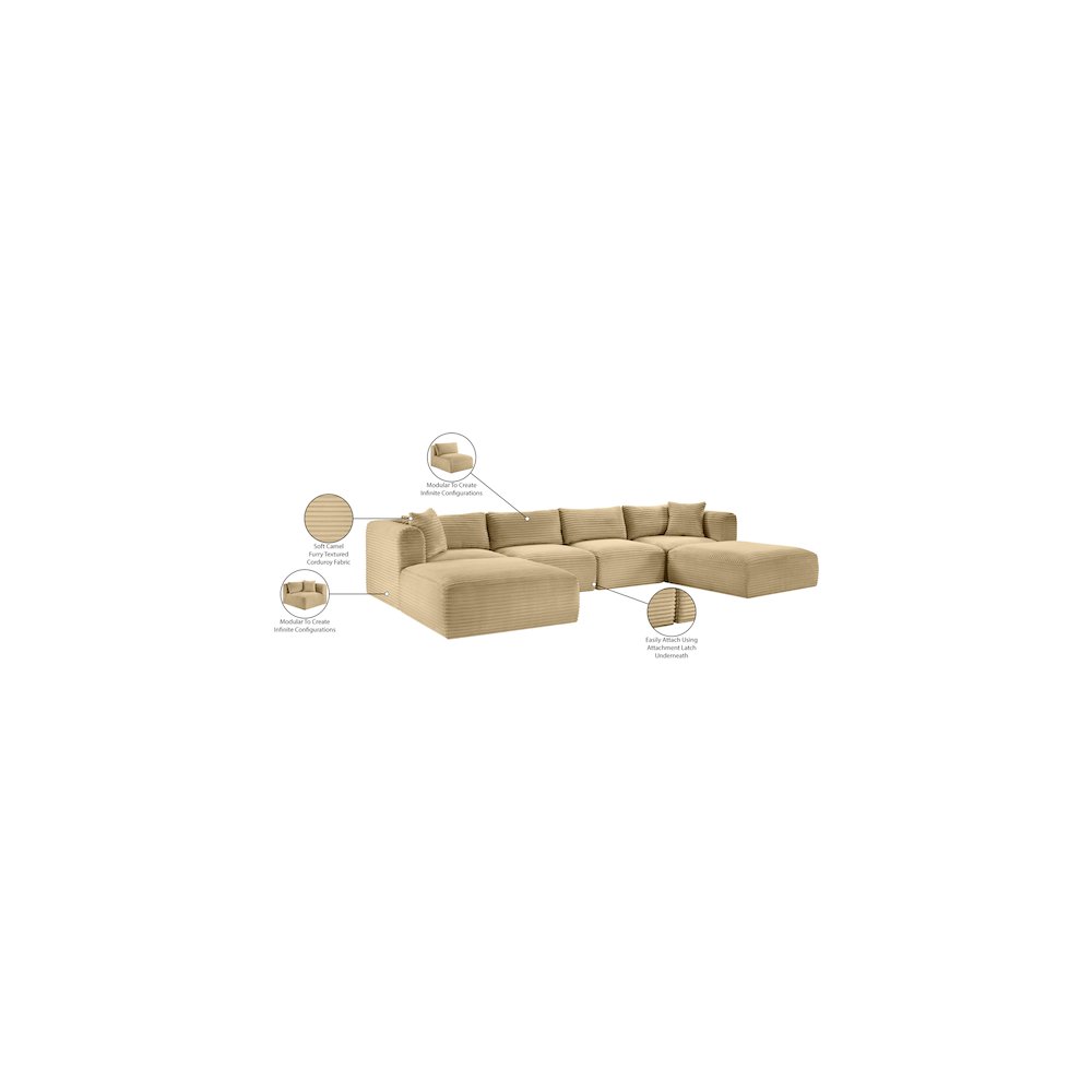 Shaggy Camel Corduroy Performance Fabric Modular Sectional