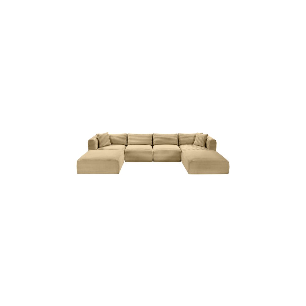 Shaggy Camel Corduroy Performance Fabric Modular Sectional