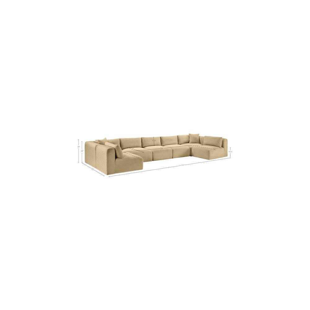 Shaggy Camel Corduroy Performance Fabric Modular Sectional