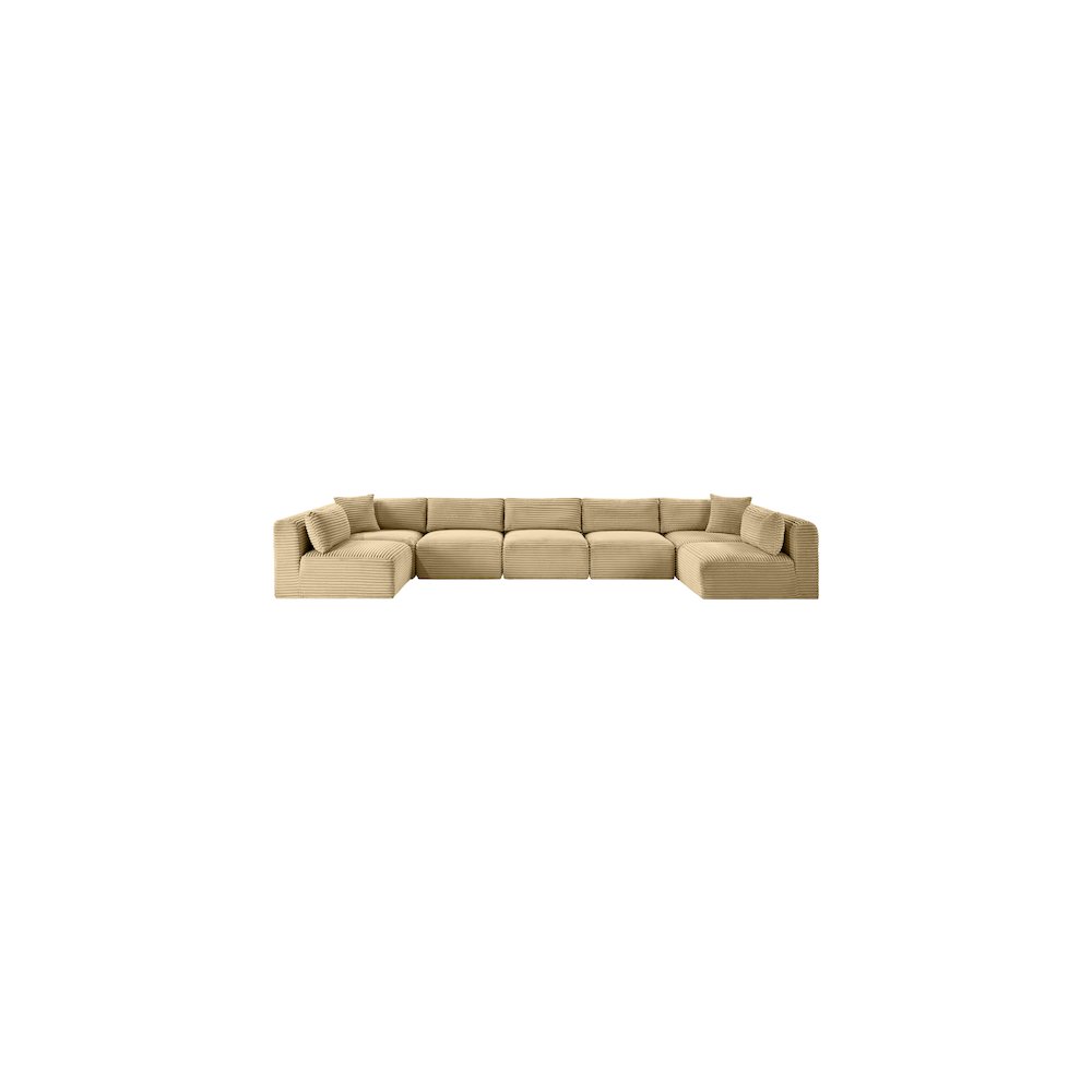 Shaggy Camel Corduroy Performance Fabric Modular Sectional