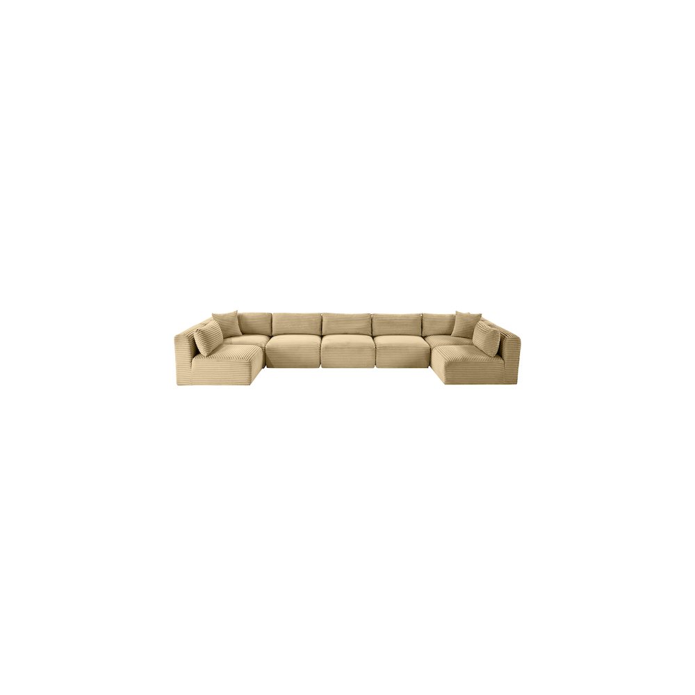 Shaggy Camel Corduroy Performance Fabric Modular Sectional