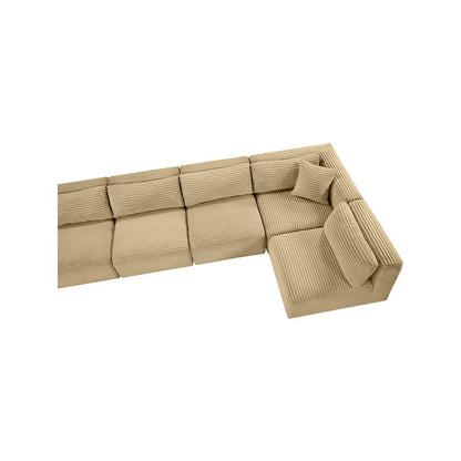 Shaggy Camel Corduroy Performance Fabric Modular Sectional